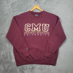 Vintage JanSport CMU Central Michigan University Sweatshirt XL Maroon USA Made